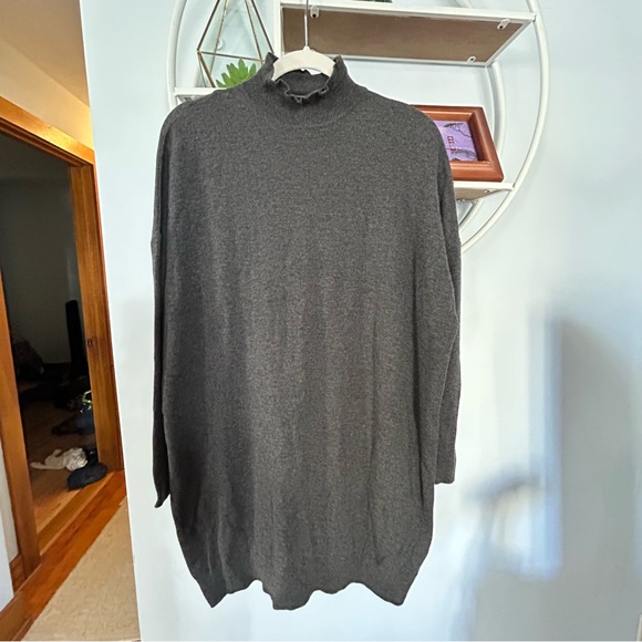 All Saints Sweaters - AllSaints Women's Small S Grey Gray Ruffle Neck Sweater Dress